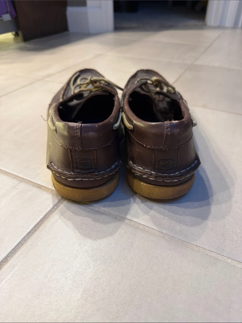 Sperry Brown Leather Boat Shoes with Blue Insole